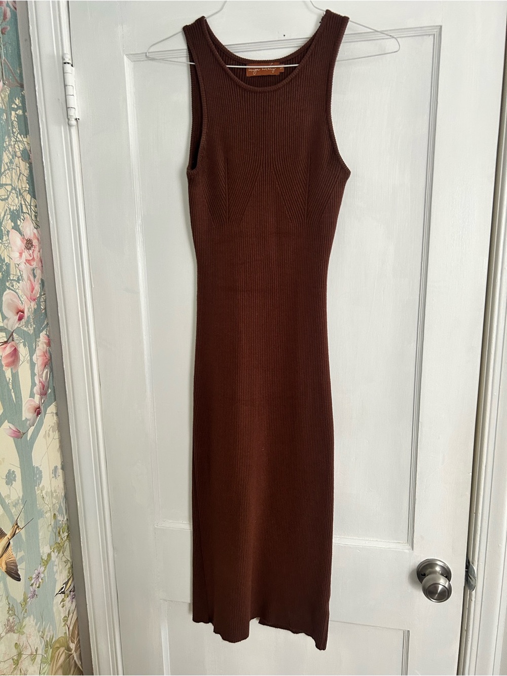 Beige Botany Chocolate Brown Ribbed Knit Midi Dress | Size Small - Picture 2 of 5